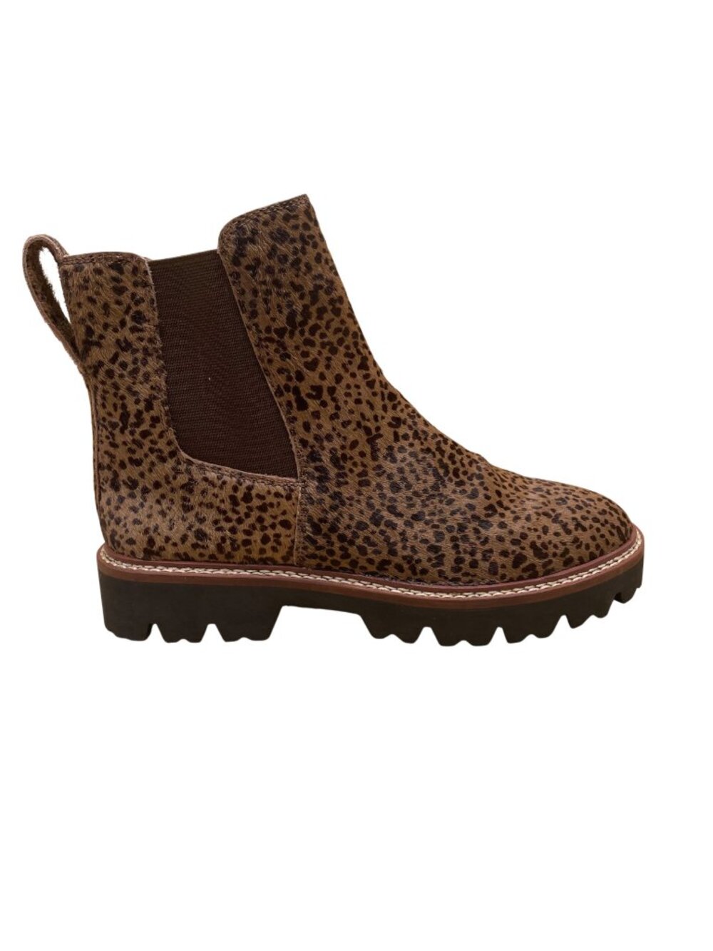 Madewell Women's Brown Calf Hair Chelsea Boots Animal Print Leather Size 8.5 - Picture 1 of 9